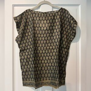 Matta Black and Gold silk vintage sari blouse